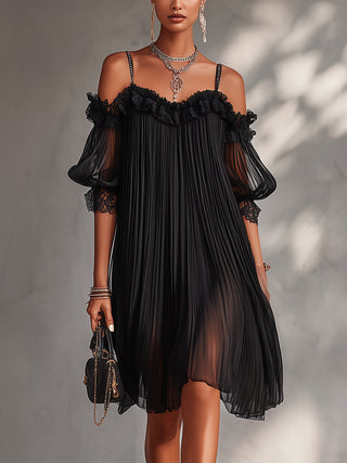 Bente | Robe Mini en Chiffon Plissé
