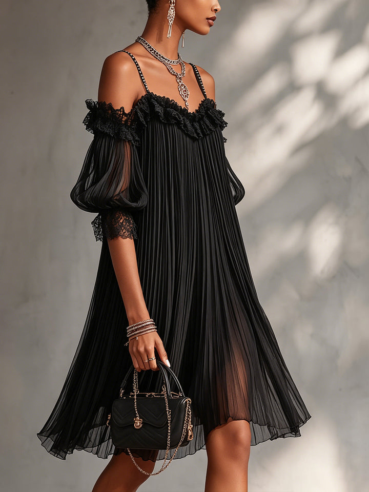 Bente | Robe Mini en Chiffon Plissé