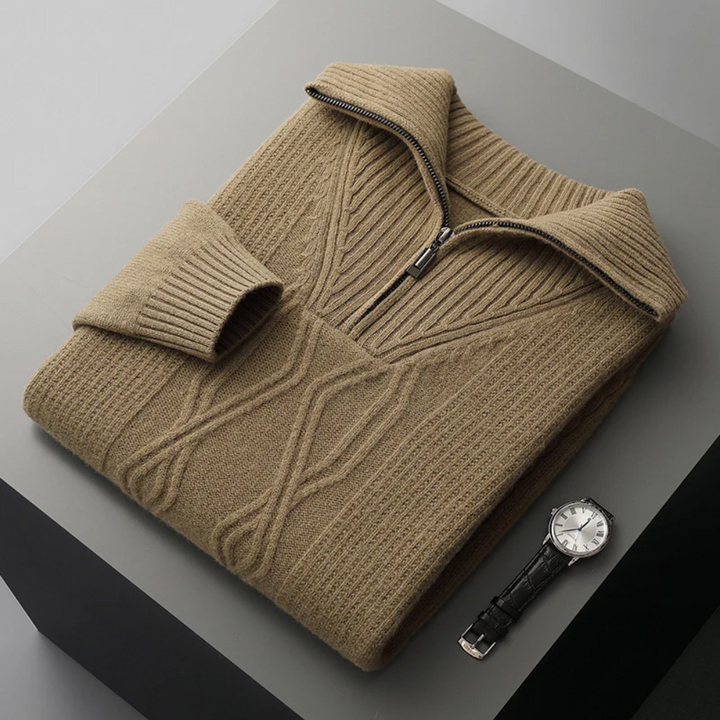 Pull zippé en laine mérinos Taranto
