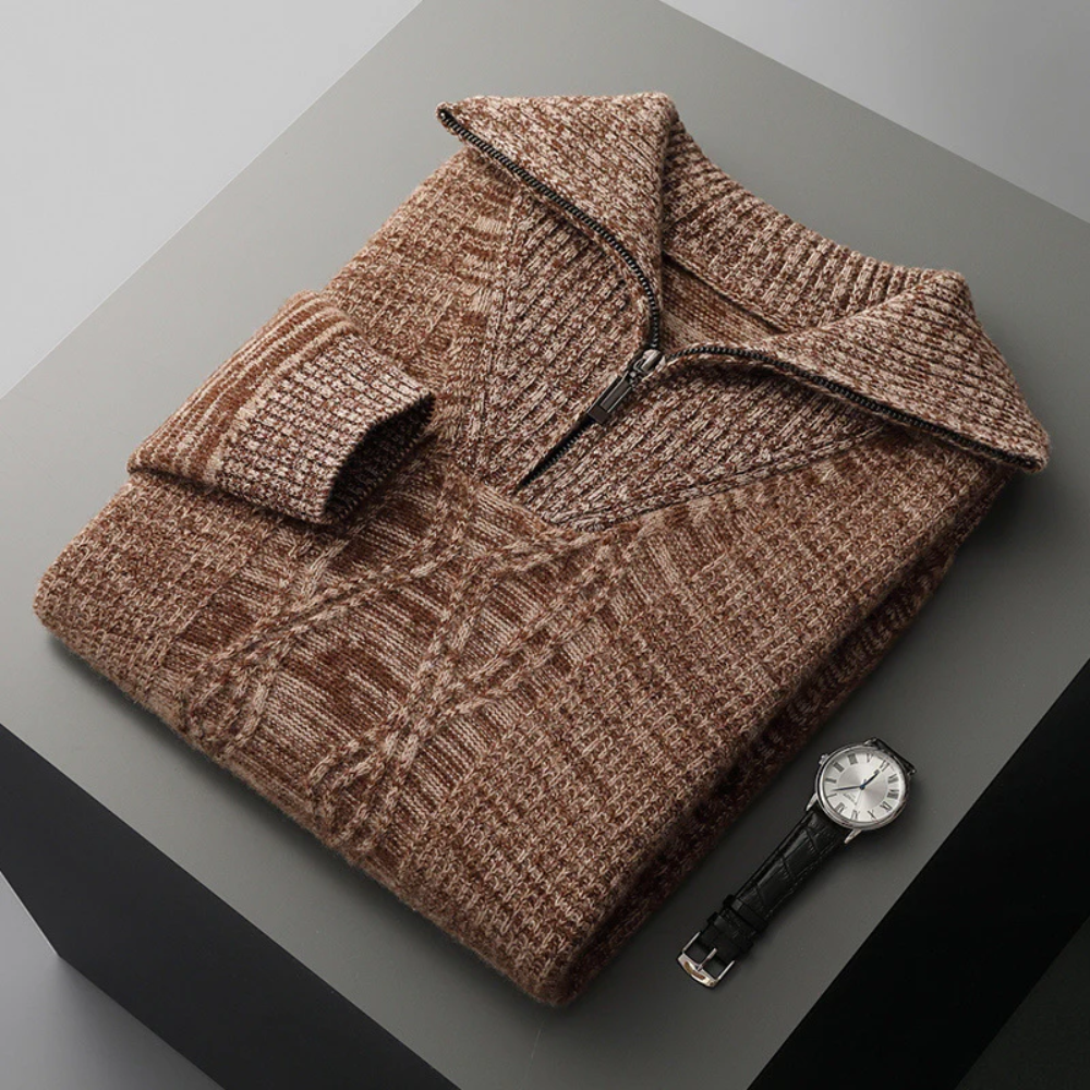 Pull zippé en laine mérinos Taranto