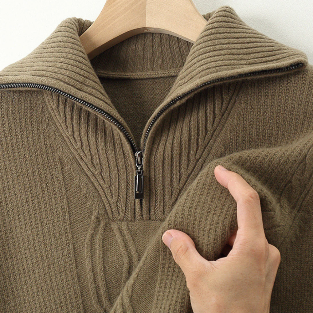 Pull zippé en laine mérinos Taranto