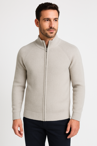 Cardigan Zippé en Laine Mérinos Quatre Saisons