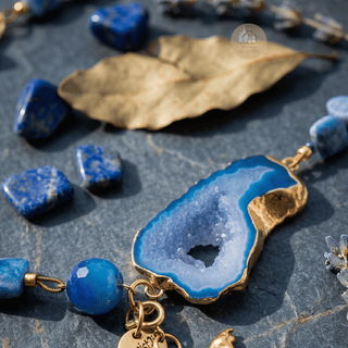Blue Portal | Collier en agate et apatite