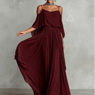 Célestine | Robe longue fluide à épaules dénudées
