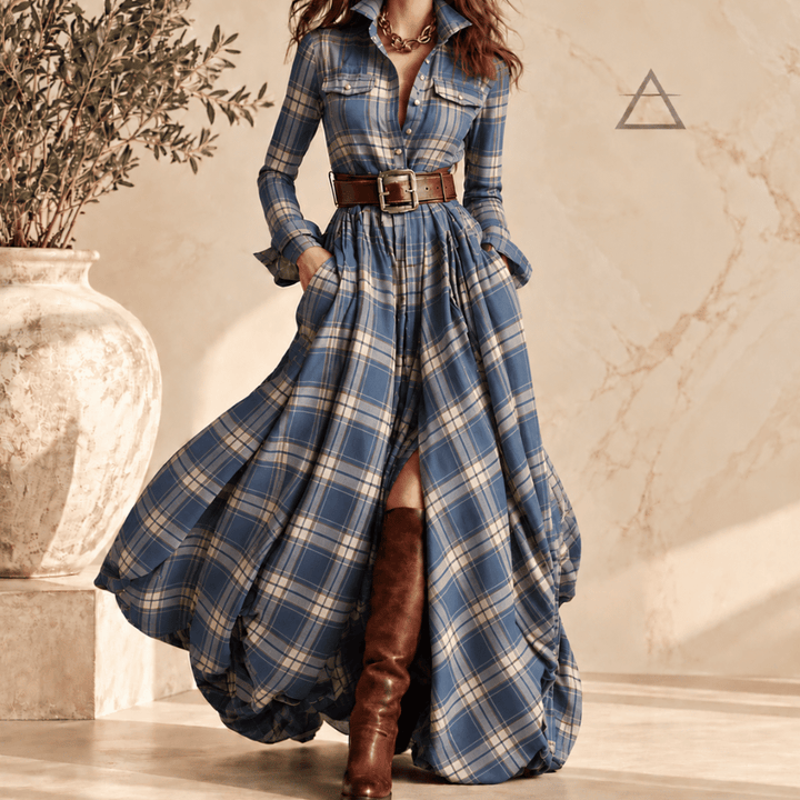 Constance | Robe longue à carreaux