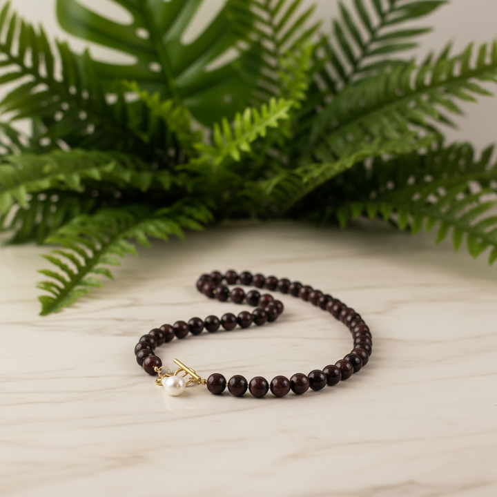 DESERT PEARL™ - Collier en Œil de Tigre Bourgogne avec Pendentif Amovible