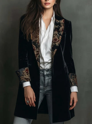 Marta | Blazer à Coupe Sculptée avec Imprimé Baroque