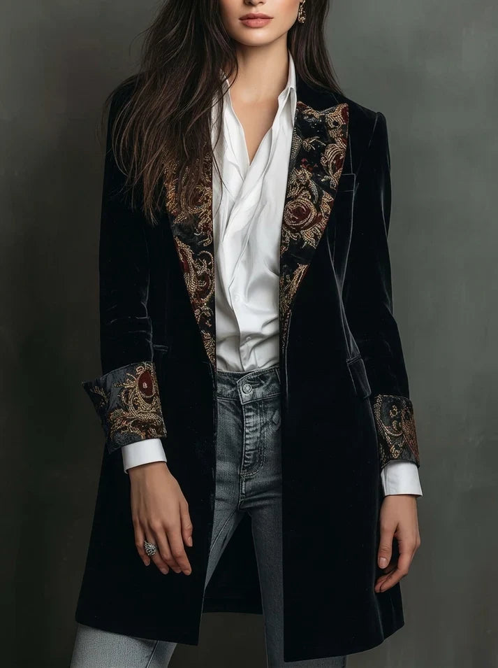 Marta | Blazer à Coupe Sculptée avec Imprimé Baroque
