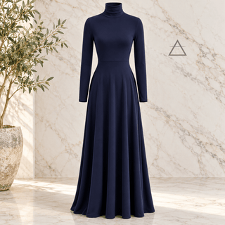 Isabeau | Robe longue fluide bleu marine