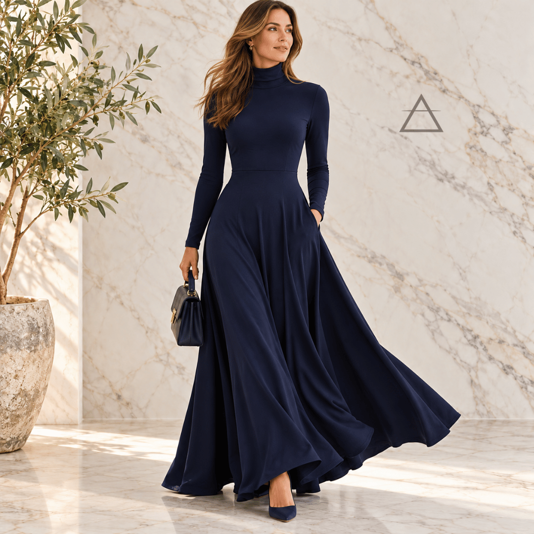 Isabeau | Robe longue fluide bleu marine