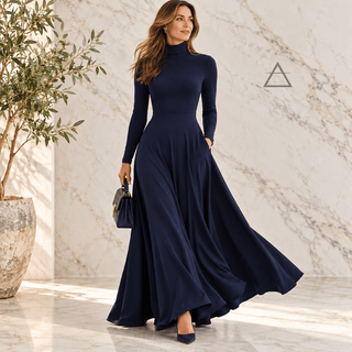 Isabeau | Robe longue fluide bleu marine