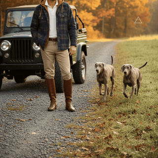 Capucine™ – Veste patchwork à carreaux — Marine et Cognac, sortie en campagne