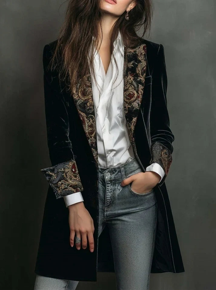 Marta | Blazer à Coupe Sculptée avec Imprimé Baroque