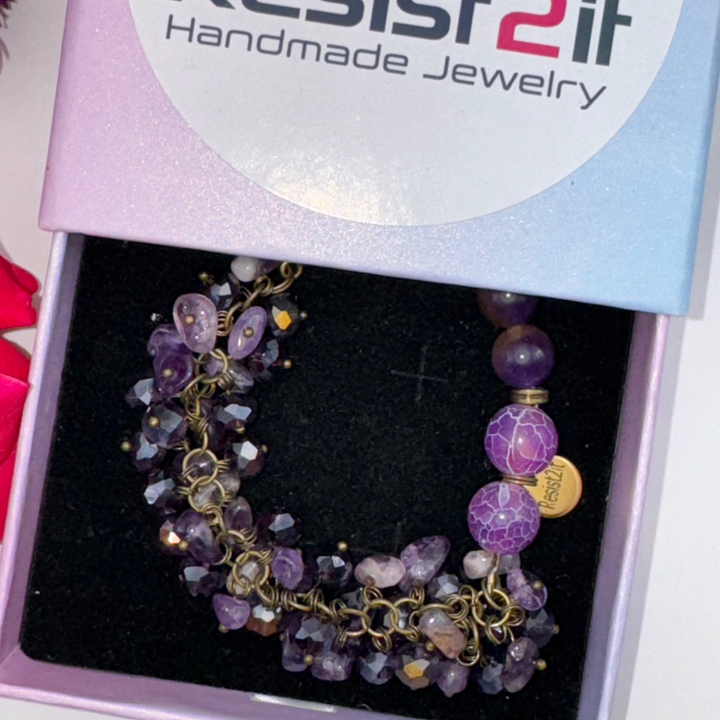 NIGHTS MYSTIQUES™ – Bracelet fait main avec Améthyste, Ametrín et Agate