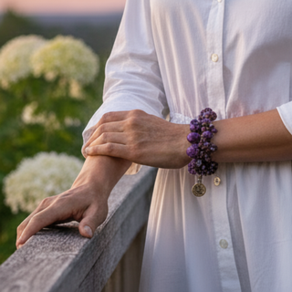 NIGHTS MYSTIQUES™ – Bracelet fait main avec Améthyste, Ametrín et Agate