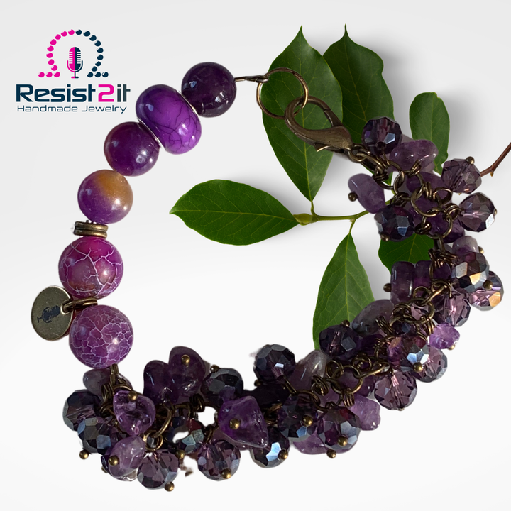 NIGHTS MYSTIQUES™ – Bracelet fait main avec Améthyste, Ametrín et Agate