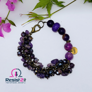 NIGHTS MYSTIQUES™ – Bracelet fait main avec Améthyste, Ametrín et Agate