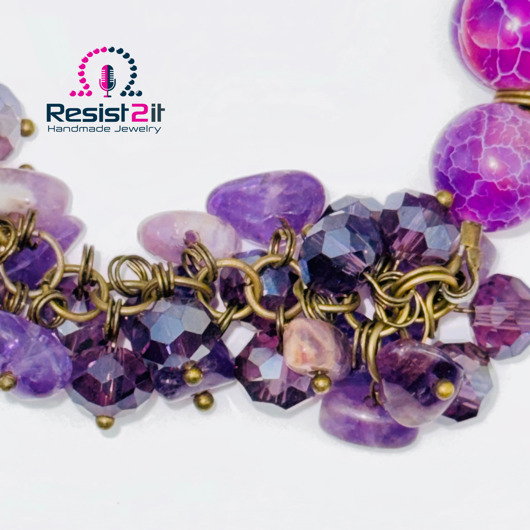 NIGHTS MYSTIQUES™ – Bracelet fait main avec Améthyste, Ametrín et Agate
