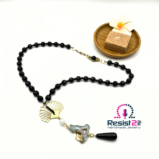 Ocean Midnight | Collier en onyx et agate