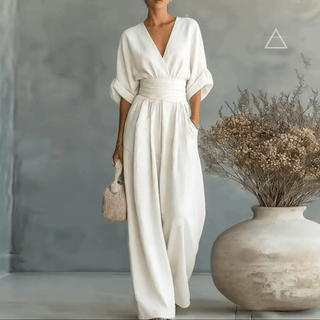Apolline™ — combinaison fluide Porcelaine à décolleté croisé