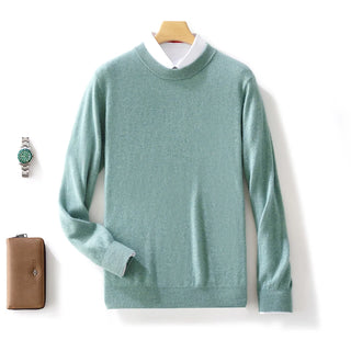 Automne/Hiver Nouveau Pull en Cachemire pour Homme 100% Laine Pure Épais Pull Col Rond Décontracté Tricoté