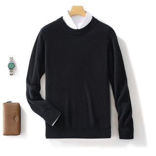 Automne/Hiver Nouveau Pull en Cachemire pour Homme 100% Laine Pure Épais Pull Col Rond Décontracté Tricoté