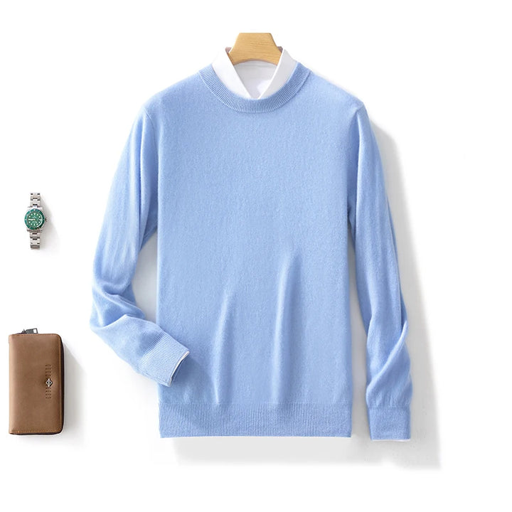 Automne/Hiver Nouveau Pull en Cachemire pour Homme 100% Laine Pure Épais Pull Col Rond Décontracté Tricoté