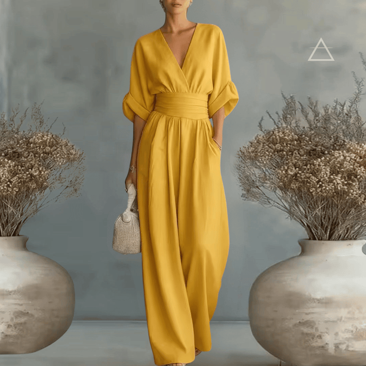 Apolline™ — combinaison fluide Safrane à décolleté croisé