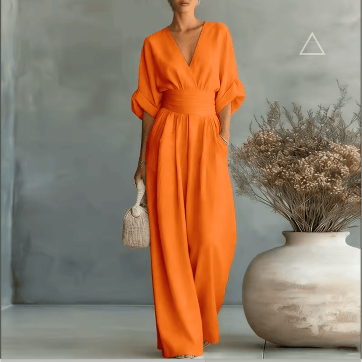 Apolline™ — combinaison fluide Terracota à décolleté croisé