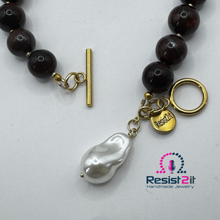 DESERT PEARL™ - Collier en Œil de Tigre Bourgogne avec Pendentif Amovible