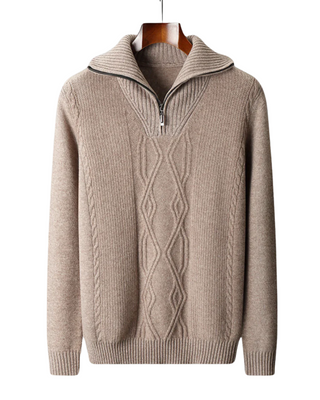 Pull zippé en laine mérinos Taranto