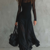 Nina - Robe maxi noire en tulle à coupe ample